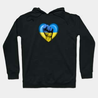 Ukrainian Heart with Raised Fist Hoodie